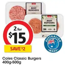 Coles Coles Classic Burgers offer