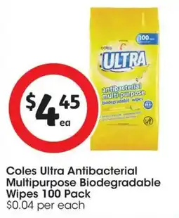 Coles Coles Ultra Antibacterial Multipurpose Biodegradable Wipes offer