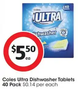 Coles Coles Ultra Dishwasher Tablets offer