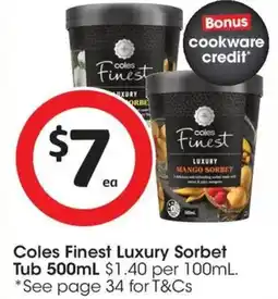 Coles Coles Finest Luxury Sorbet Tub offer