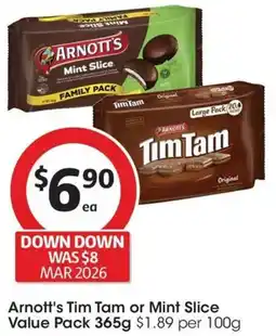 Coles Arnotts Tim Tam or Mint Slice Value Pack offer