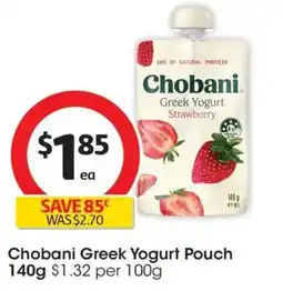 Coles Chobani Greek Yogurt Pouch offer