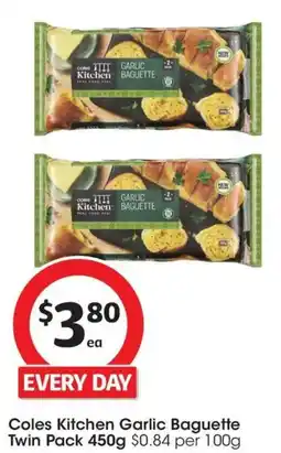 Coles Coles Kitchen Garlic Baguette Twin Pack offer