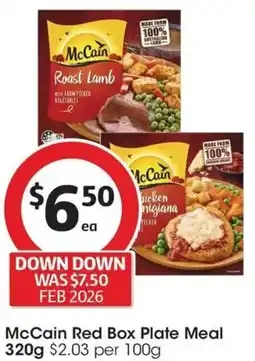 Coles McCain Red Box Plate Meal offer
