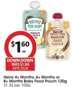 Coles Heinz 4 Months 6 Months or 8 Months Baby Food Pouch offer