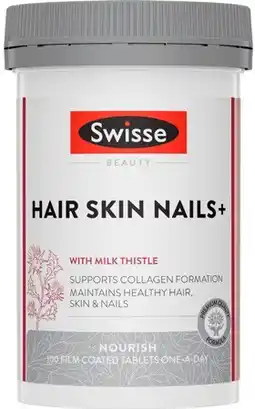 Amcal Pharmacies Swisse Beauty Hair Skin Nails+ 100 Tablets offer