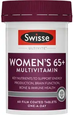 Amcal Pharmacies Swisse Ultivite Women’s 65+ Multivitamin 60 Tablets offer
