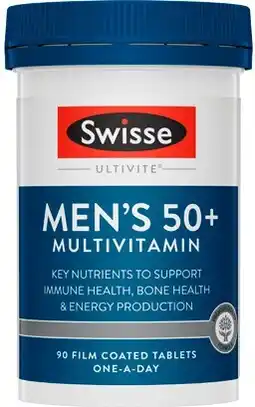 Amcal Pharmacies Swisse Ultivite Men’s 50+ Multivitamin 90 Tablets offer
