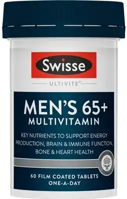 Amcal Pharmacies Swisse Ultivite Men’s 65+ Multivitamin 60 Tablets offer