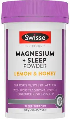 Amcal Pharmacies Swisse Ultiboost Magnesium + Sleep Powder Lemon & Honey offer