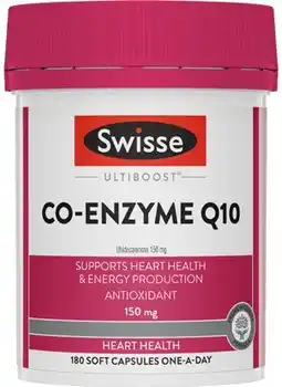 Amcal Pharmacies Swisse Ultiboost Co-Enzyme Q10 180 Capsules offer