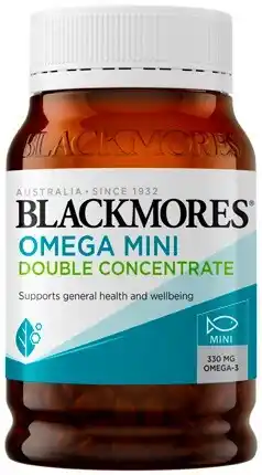 Amcal Pharmacies Blackmores Omega Mini Double Concentrate 400 Capsules offer