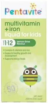 Amcal Pharmacies Pentavite Multivitamin + Iron Liquid for Kids Lemon Lime Flavour offer