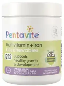 Amcal Pharmacies Pentavite Multivitamin + Iron 60 Chewable Tablets offer