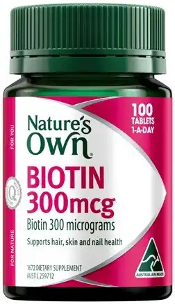 Amcal Pharmacies Nature’s Own Biotin 300mcg 100 Tablets offer