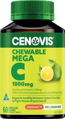 Amcal Pharmacies Cenovis Chewable Mega C 1000mg Lemon Lime 60 Tablets offer