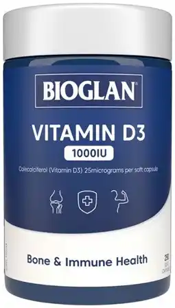 Amcal Pharmacies Bioglan Vitamin D3 1000IU 250 Capsules offer