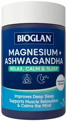 Amcal Pharmacies Bioglan Magnesium + Ashwagandha Relax, Calm & Sleep 60 Capsules offer