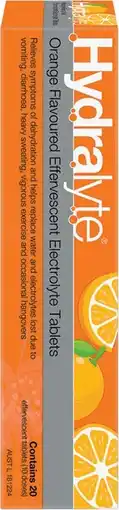 Amcal Pharmacies Hydralyte Effervescent Electrolyte 20 Tablets Orange Flavour offer