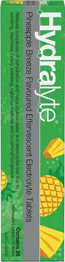 Amcal Pharmacies Hydralyte Effervescent Electrolyte 20 Tablets Pineapple Breeze Flavour offer