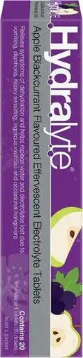 Amcal Pharmacies Hydralyte Effervescent Electrolyte 20 Tablets Apple Blackcurant Flavour offer