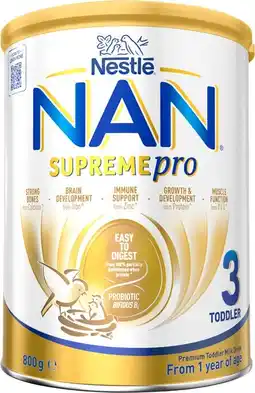 Amcal Pharmacies Nestle NAN SupremePro 3 Premium Toddler Milk Drink Powder 1 Year+ offer