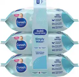 Amcal Pharmacies Curash Simply Water Wipes 3 x offer