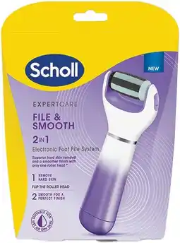 Amcal Pharmacies Scholl ExpertCare File & Smooth 2 In 1 Electronic Foot File System offer