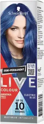 Amcal Pharmacies Schwarzkopf Live Hair Colour Ultra Brights Electric Blue offer