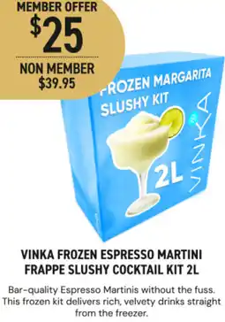 Dan Murphy's Vinka frozen espresso martini frappe slushy cocktail kit offer