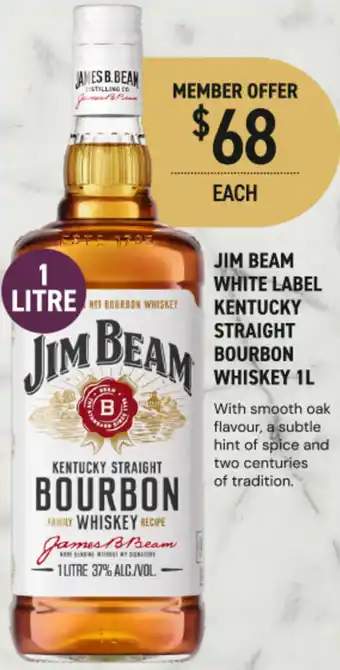 Jim beam white label kentucky straight bourbon whiskey