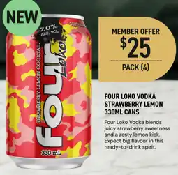 Dan Murphy's Four loko vodka strawberry lemon cans offer