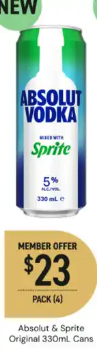 Dan Murphy's Absolut & Sprite Original Cans offer