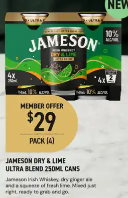 Dan Murphy's Jameson dry & lime ultra blend cans offer