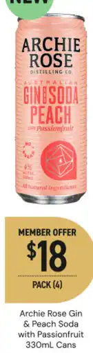 Dan Murphy's Archie Rose Gin & Peach Soda with Passionfruit Cans offer