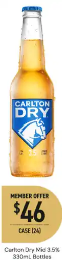 Dan Murphy's Carlton Dry Mid 3.5% Bottles offer