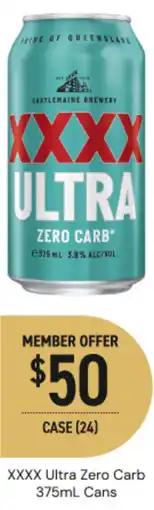 Dan Murphy's Xxxx ultra zero carb cans offer