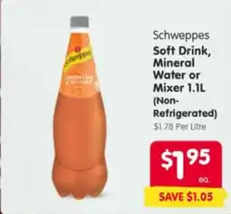 Spar Schweppes Soft Drink, Mineral Water or Mixer offer