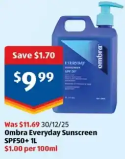 ALDI Ombra Everyday Sunscreen SPF50+ offer