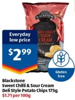 ALDI Blackstone Sweet Chilli & Sour Cream Deli Style Potato Chips offer