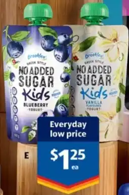 ALDI Brooklea No Added Sugar Yogurt Pouch offer