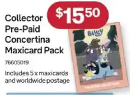 Australia Post Collector Pre-Paid Concertina Maxicard Pack offer