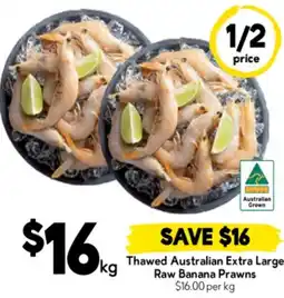 Drakes Thawed Australian Extra Large Raw Banana Prawns offer