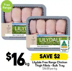Drakes Lilydale Free Range Chicken kg Thigh Fillets offer