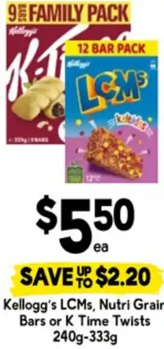 Drakes Kellogg's LCMs, Nutri Grain Bars or K Time Twists offer