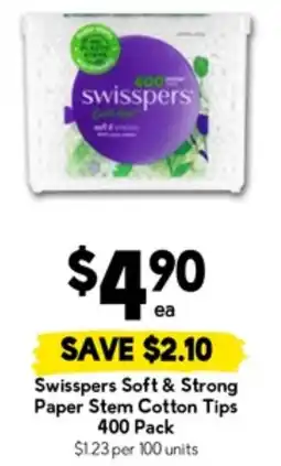 Drakes Swisspers Soft & Strong Paper Stem Cotton Tips offer