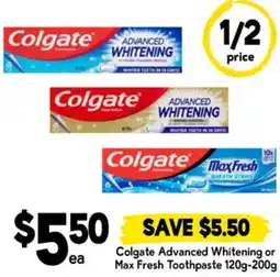 Drakes Colgate Advanced Whitening or Max Fresh Toothpaste offer