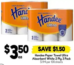 Drakes Handee Paper Towel Ultra Absorbent White offer