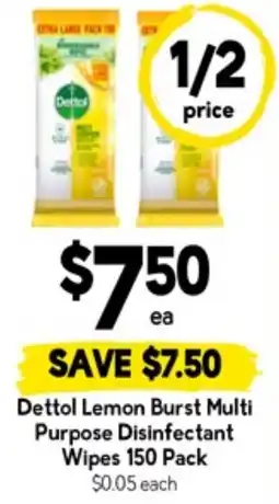 Drakes Dettol Lemon Burst Multi Purpose Disinfectant Wipes offer