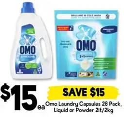Drakes Omo Laundry Capsules, ea Liquid or Powder offer
